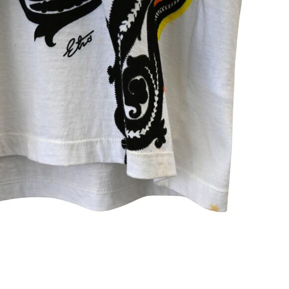 Etro Milano T-Shirt Size 40 Multicolor Zebra Print V-Neck Cotton Graphic Tee - Picture 6 of 12